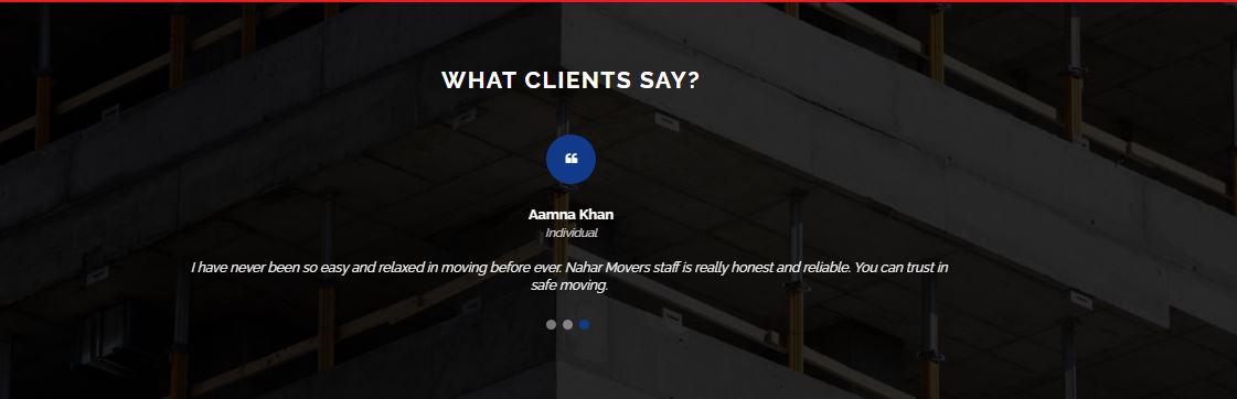 Client review about Nahar movers